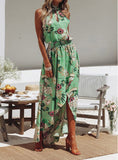 Women Fashion  Boho Floral  Sleeveless Maxi Dresses