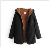 Women Elegant Faux Fur Double-Wear Warm Soft Hoodies Jacket