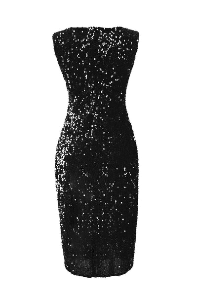Irregular Sequins Split Sleeveless Party Evening Dress