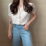 Women Short Sleeve Fresh All-Match Simple Sweet Shirt (photo color One Size)