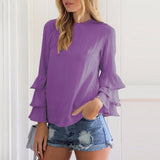 Women Casual Plus size Flare Sleeve Blouse