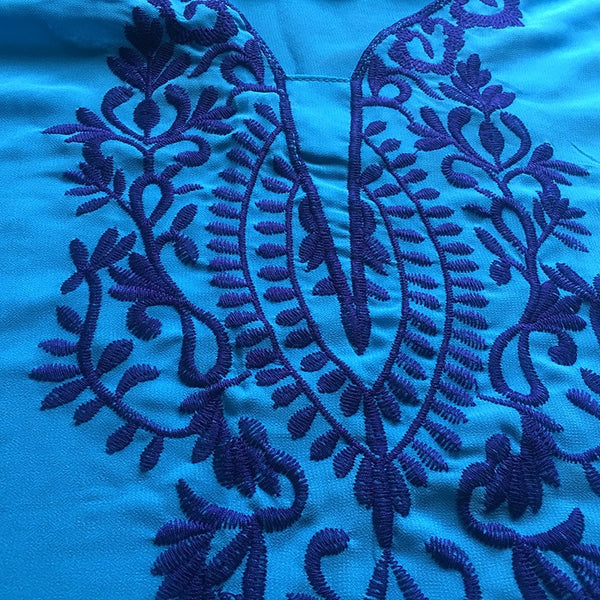 Women Embroidery Chiffon Floral Beach Maxi Dress