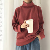 Turtleneck Knitted  Casual Loose Long Batwing Sleeve Sweater