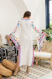 New Vintage Flared Long Sleeve Bohemian Multi Flower Embroidery Maxi Dress 