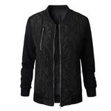 Women O-neck Zipper Stitching Quilted  Bomber Jacket