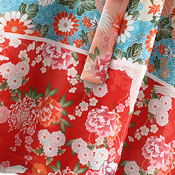 Women Chiffon Floral Printed Long Sleeve Belt Cover Ups