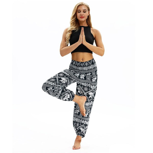 Women Causal Wide Leg Elastic Waist Yoga Pants