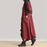 Women Fashion Cotton Linen Long Sleeve Maxi Dress