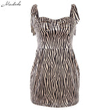 Women Fashion Slim Zebra Print Dress