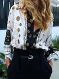 Office Lady Elegant Turn-down Collar Long Sleeve Button Shirt Streetwear