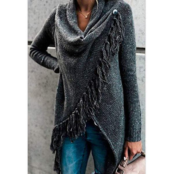 Knitted Pullover Long Sleeve Shawl Cardigan Sweater 