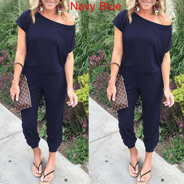 Women Casual One-Shoulder Wide Leg Jumpsuit