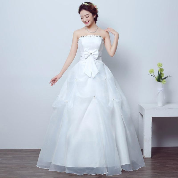 Popodion wedding dress long simple bride dress