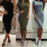 Womens Short Sleeve Slim Bodycon Dress 