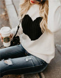 Women Pullovers Long Sleeve Slim Heart Knitted Sweaters 