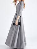 Women A-Line Long Sleeve Elegant Vintage Maxi Dress