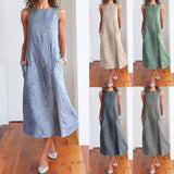 Women Simple Sweet Casual Striped Sleeveless Maxi Dress