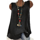 Women Sexy Sleeveless O Neck Solid Casual Blouse