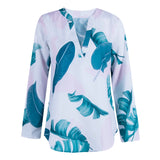 Women Long Sleeve V neck Floral Print Shirt Blouse