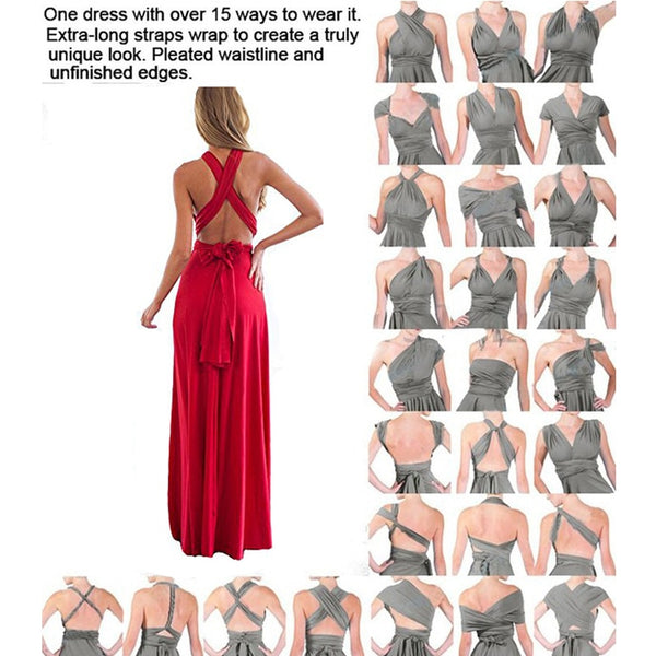 Sexy Women Multiway Wrap Convertible Boho Maxi Club Red Dress Bandage Long Dress