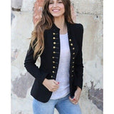 Women  Double Breasted Long Sleeve Button Notched Chic Coats
