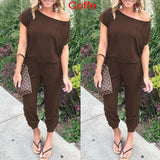 Women Casual One-Shoulder Wide Leg Jumpsuit