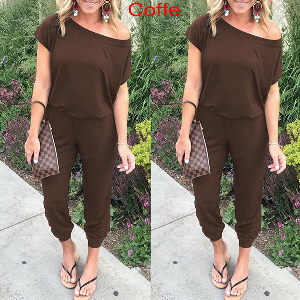 Women Casual One-Shoulder Wide Leg Jumpsuit