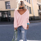 Women  Fashion Casual Loose Pullovers V-Neck  Sweater