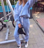 Long Sleeve Thicken Hooded 2 Piece Set Casual Tracksuit