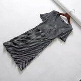 Women Knitted V-Neck Short Sleeves Slim A-Line Mini Dress