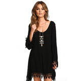 Long Sleeve Black Plus Size Mini Dress