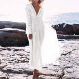 Sexy V-Neck Long Sleeve Beach Maxi Dress