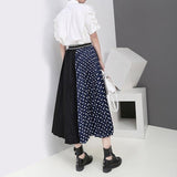 Waist Black Hit Color Dot Printed Pleated Loose Half-body Skirt