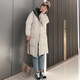 women Winter Thick Hooded Mid-long Down Jacket