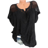 Women Fashion Summer Lace Hollow Out Blouse 