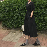 Women Special Slim Elastic Waist Short Sleeves Maxi Dress