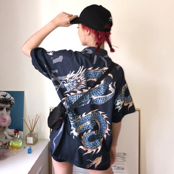 Women Dragon Print Short Sleeve Popular T-shirts