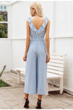 Women Ruffled Cotton Linen Sleeveless Jumpsuit 