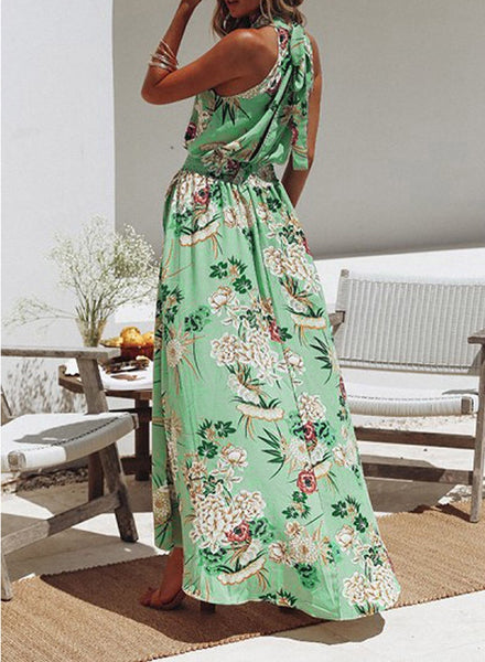 Women Fashion  Boho Floral  Sleeveless Maxi Dresses