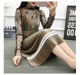 Sexy Women Lace  mesh  See-through Long Sleeve Shirt Blouse