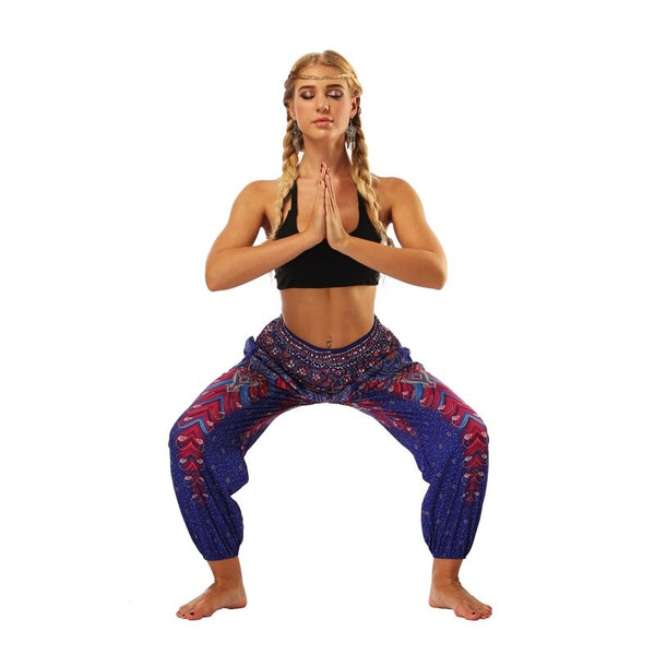 Women Causal Wide Leg Elastic Waist Yoga Pants 