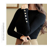 Women Knitted Long Sleeve O-Neck Sexy Slim Sweater
