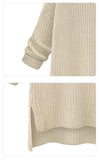 Irregular O-Neck Knitted Pullovers Midi Long Thick Sweaters
