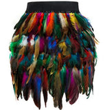 Women Double Layer Fabric Lined Feather Skirt