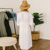 Women Bohemian White Embroidery Half Sleeve V Neck Mini Dress