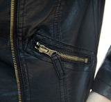 Women Zipper Faux PU Leather Jackets 