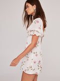 Short Sleeve Backless Sexy Pink Floral Chic Mini Dress