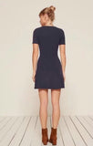 Women Knitted V-Neck Short Sleeves Slim A-Line Mini Dress