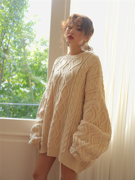 Women Oversize Knitting Loose Elegant Pullovers Sweater