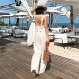 Women Hot Backless Sleeveless Solid Jumpsuit